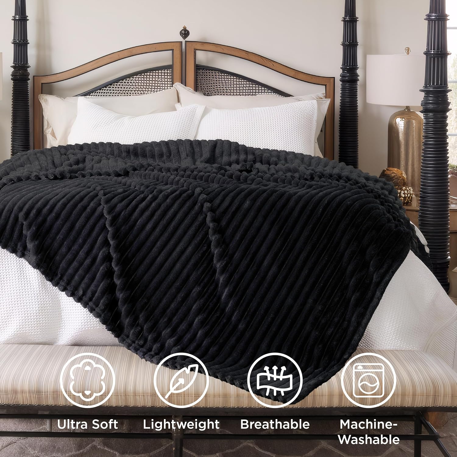 Premium Shaggy Ribbed Faux Fur Cozy Blanket